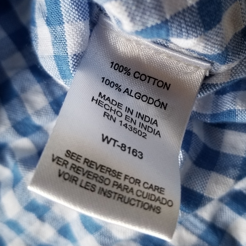 Finn & Grace Blue White Picnic Pattern Tie Front S - Picture 7 of 9